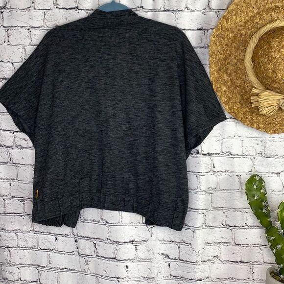 Lucy Activewear Short Sleeve Open Front Cropped Cardigan Jacket Heather Grey XS - Picture 7 of 11